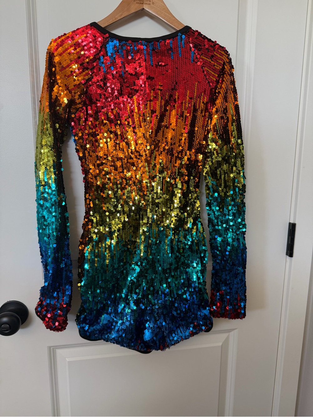Weissman Multicolor Sequin Long-Sleeve Romper